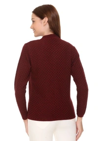 CLAPTON Self Design/ Knitting Full Sleeves Sweater, Cardigan This Is Pefect Skinny Jeans, Laggines Dresses - M, Maroon, Wool, Pack of 1